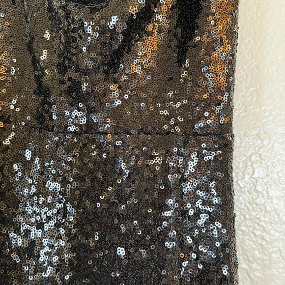 Windsor long Black Sequin Formal Dress Strappy Low Back High Slit Size Small - Picture 3 of 11